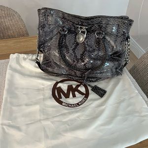 Michael Kors Gray Snakeskin Satchel Handbag